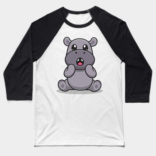 Cute Rhinoceros Surprised Cartoon Baseball T-Shirt